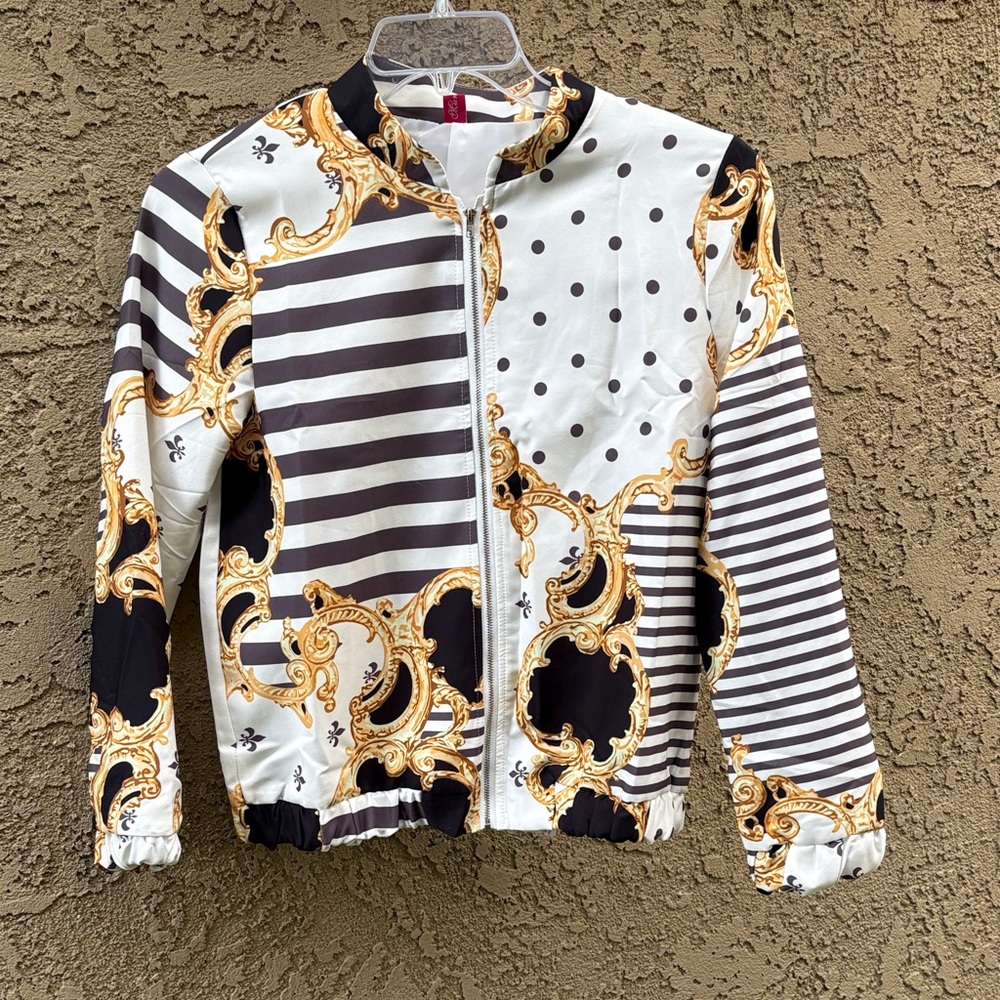 Stylish Black and Gold Patterned Jacket